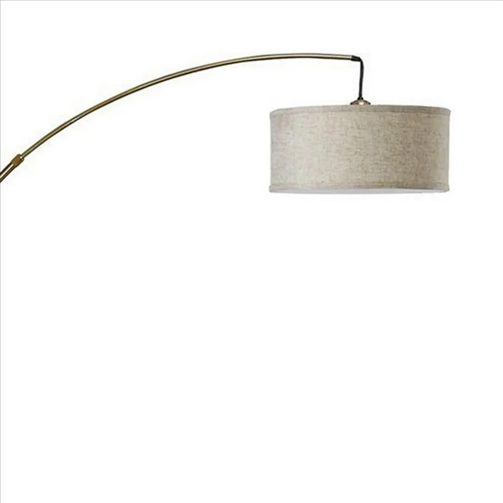 Floor Lamp with Arched Extendable Neck and Marble Base, Antique Gold By Casagear Home