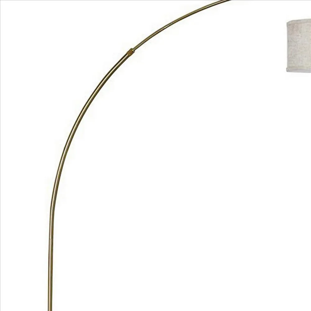 Floor Lamp with Arched Extendable Neck and Marble Base, Antique Gold By Casagear Home
