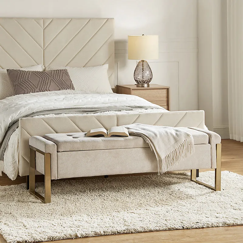Flora Modern Upholstered Flip Top Storage Bench