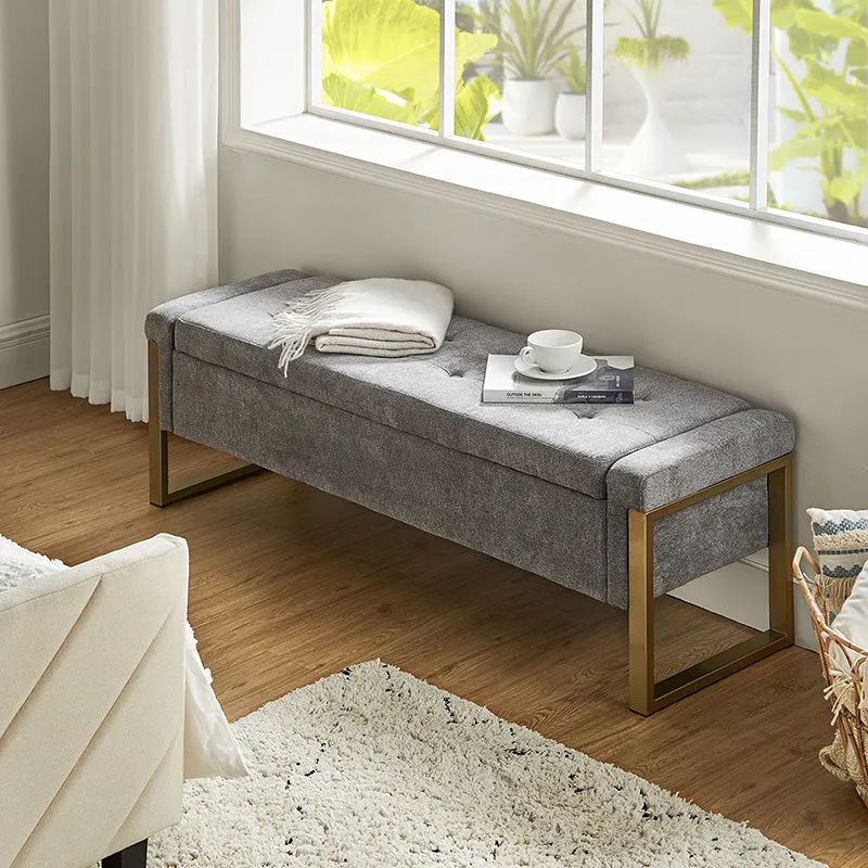 Flora Modern Upholstered Flip Top Storage Bench