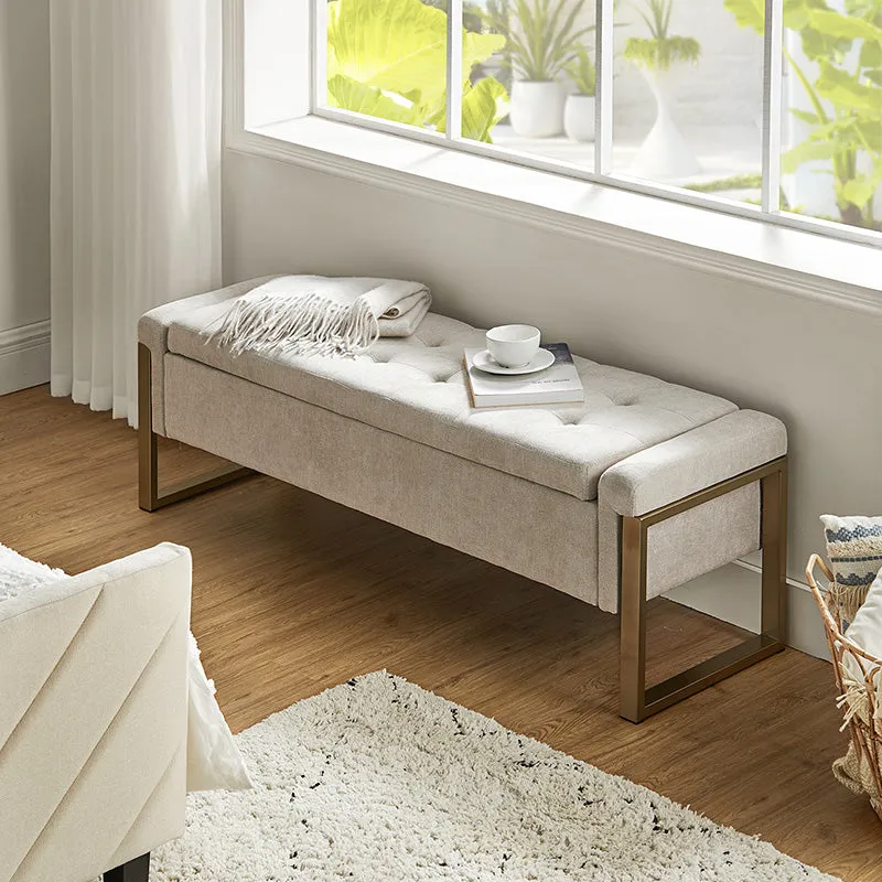 Flora Modern Upholstered Flip Top Storage Bench