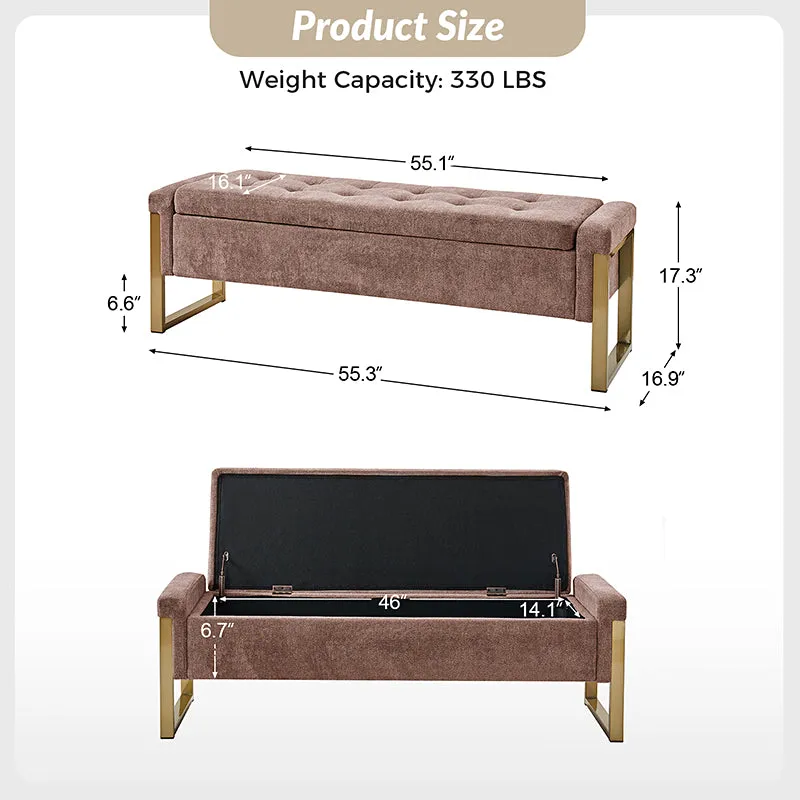 Flora Modern Upholstered Flip Top Storage Bench