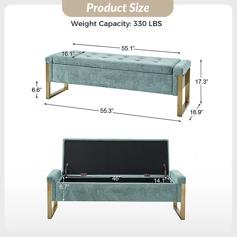 Flora Modern Upholstered Flip Top Storage Bench