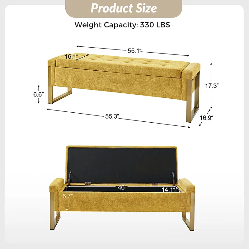 Flora Modern Upholstered Flip Top Storage Bench