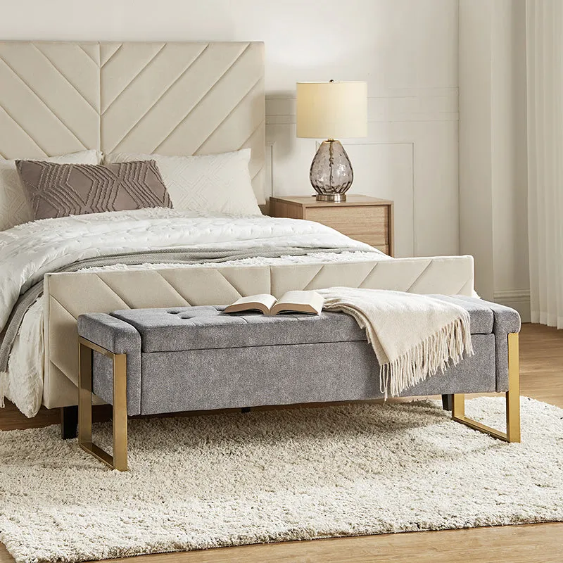 Flora Modern Upholstered Flip Top Storage Bench