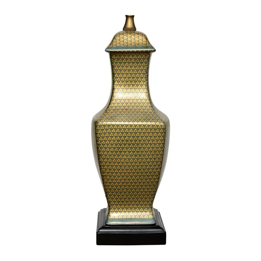 French Gold Porcelain Table Lamp