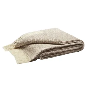 FRINGE CASHMERE THROW JACQUARD INDIANINA BEIGE