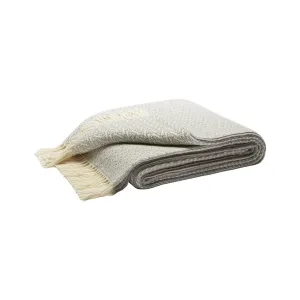 FRINGE CASHMERE THROW JACQUARD INDIANINA GREY