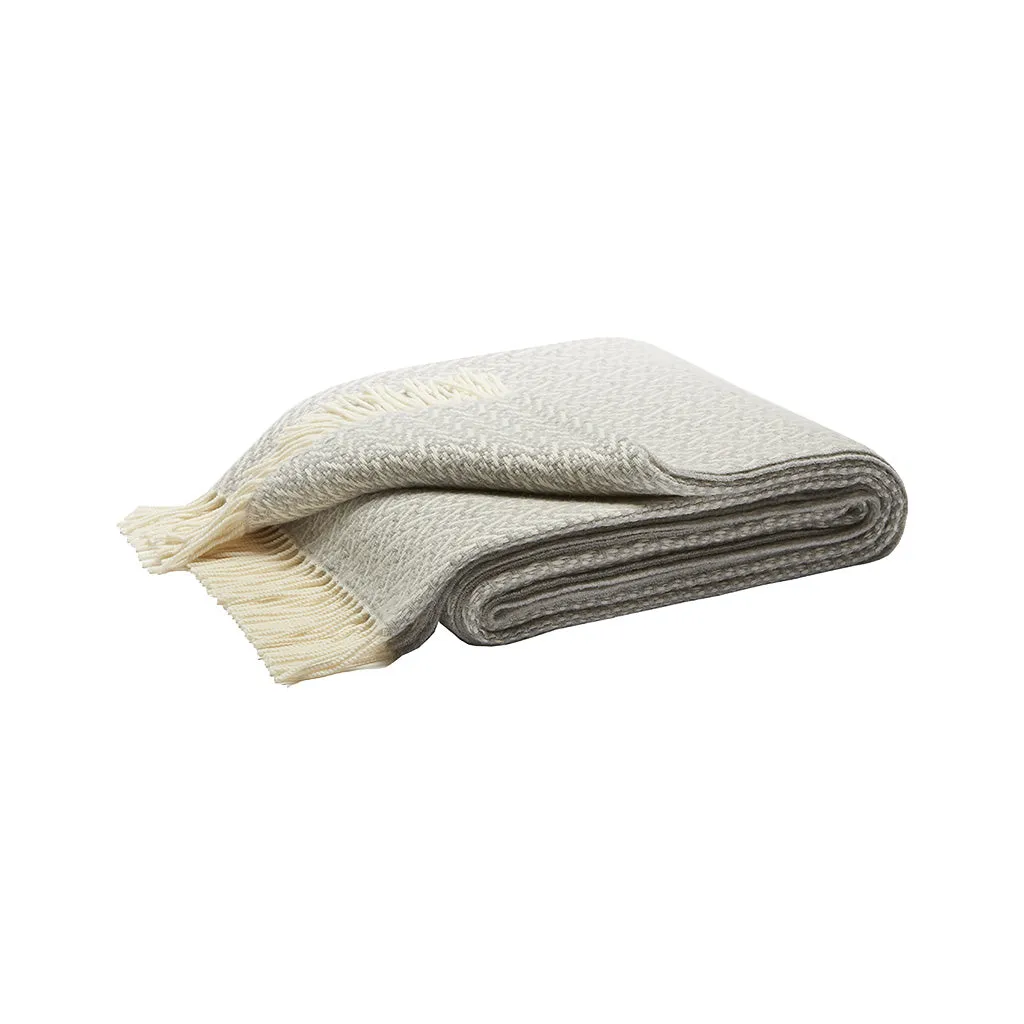 FRINGE CASHMERE THROW JACQUARD INDIANINA GREY