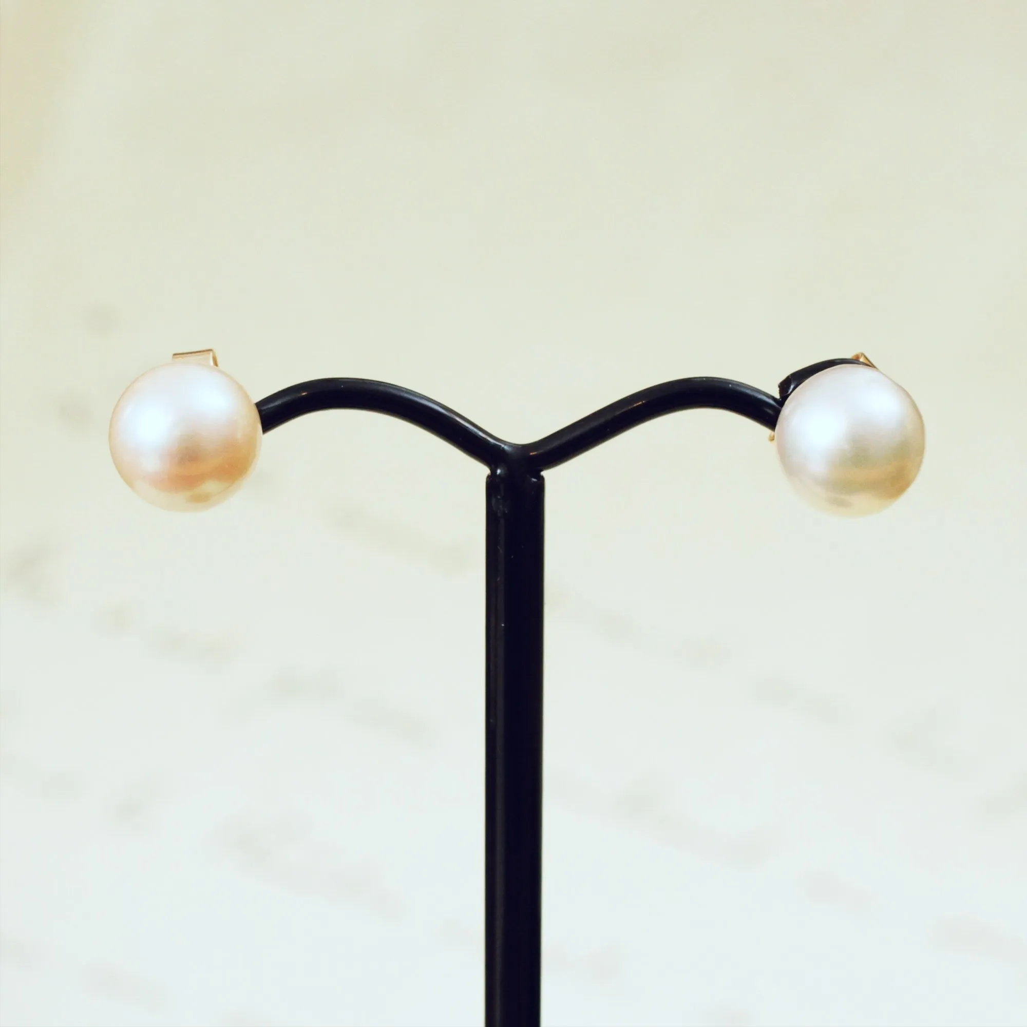 Gently Lustrous Cultured Saltwater Pearl Earring Studs