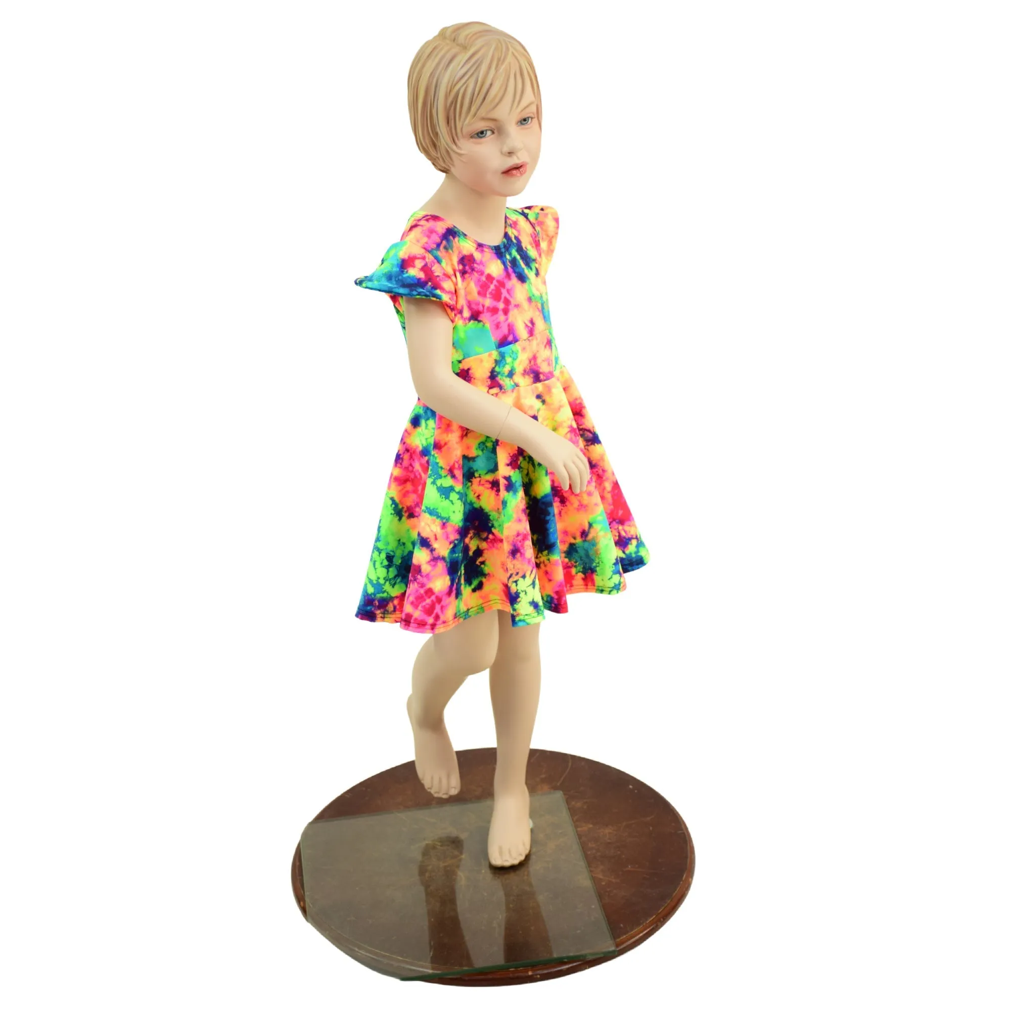 Girls UV Glow Acid Splash Skater Dress