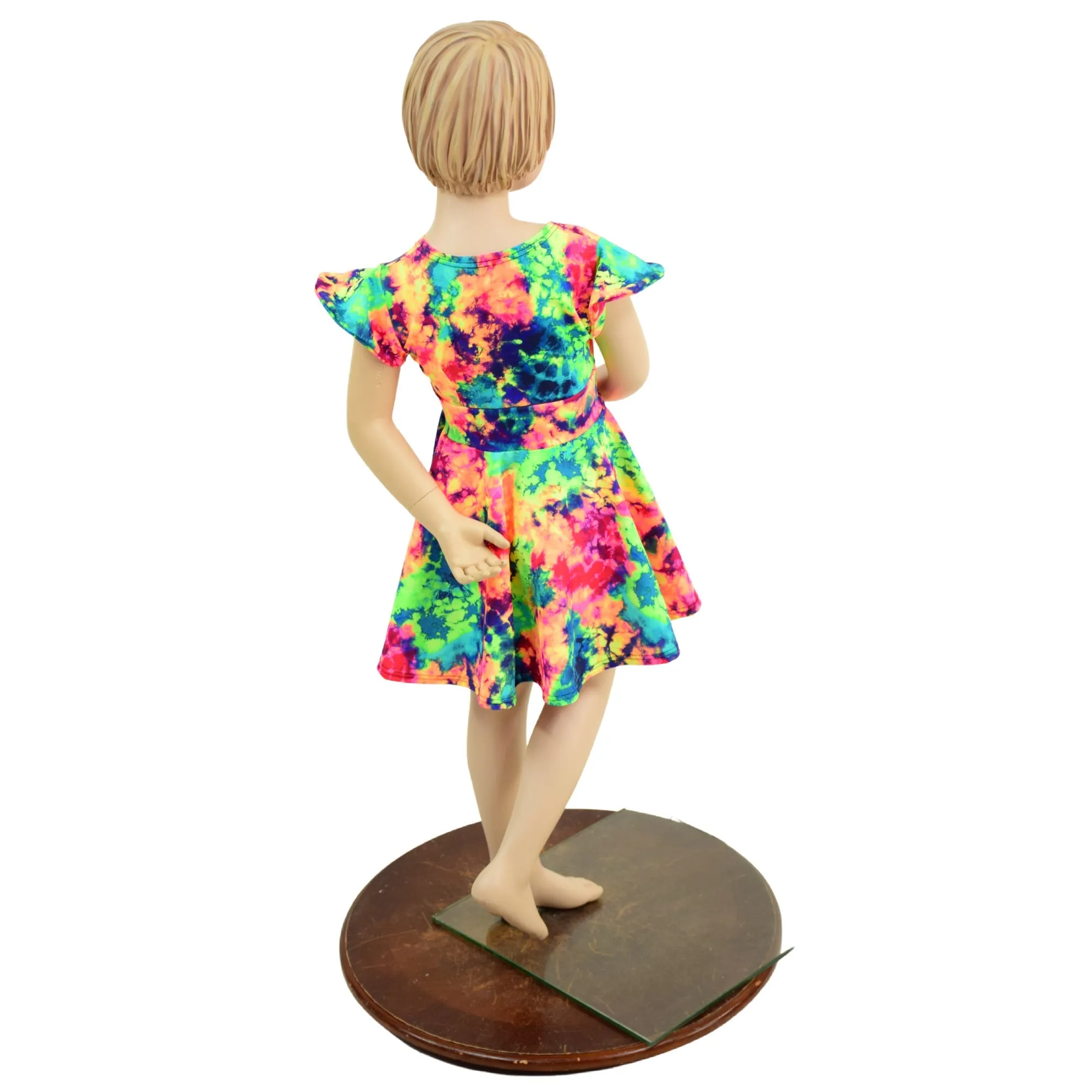 Girls UV Glow Acid Splash Skater Dress