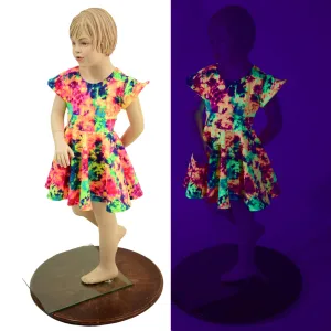 Girls UV Glow Acid Splash Skater Dress