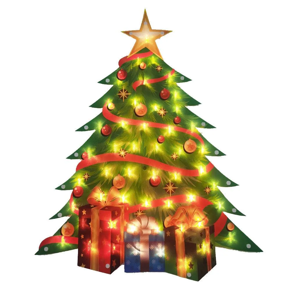 Glitter Glow Wreath & Tree Ornament with Lights