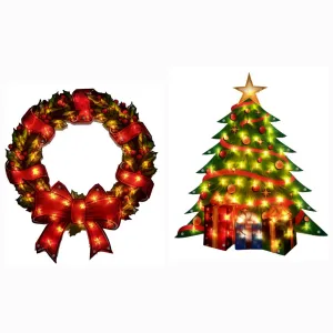 Glitter Glow Wreath & Tree Ornament with Lights