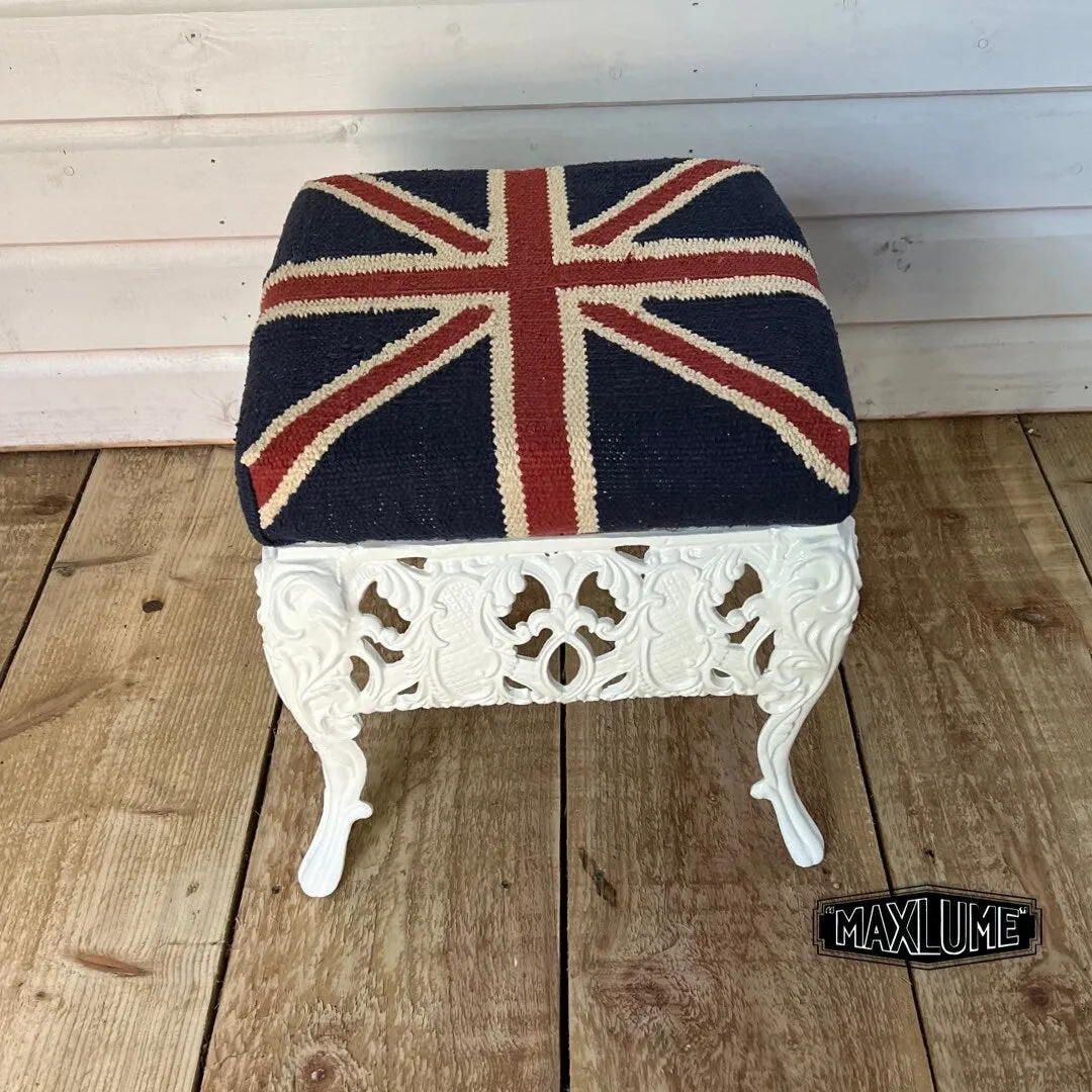 Great Britain Union Jack Bench | Pouf Solid Base Foot Stool