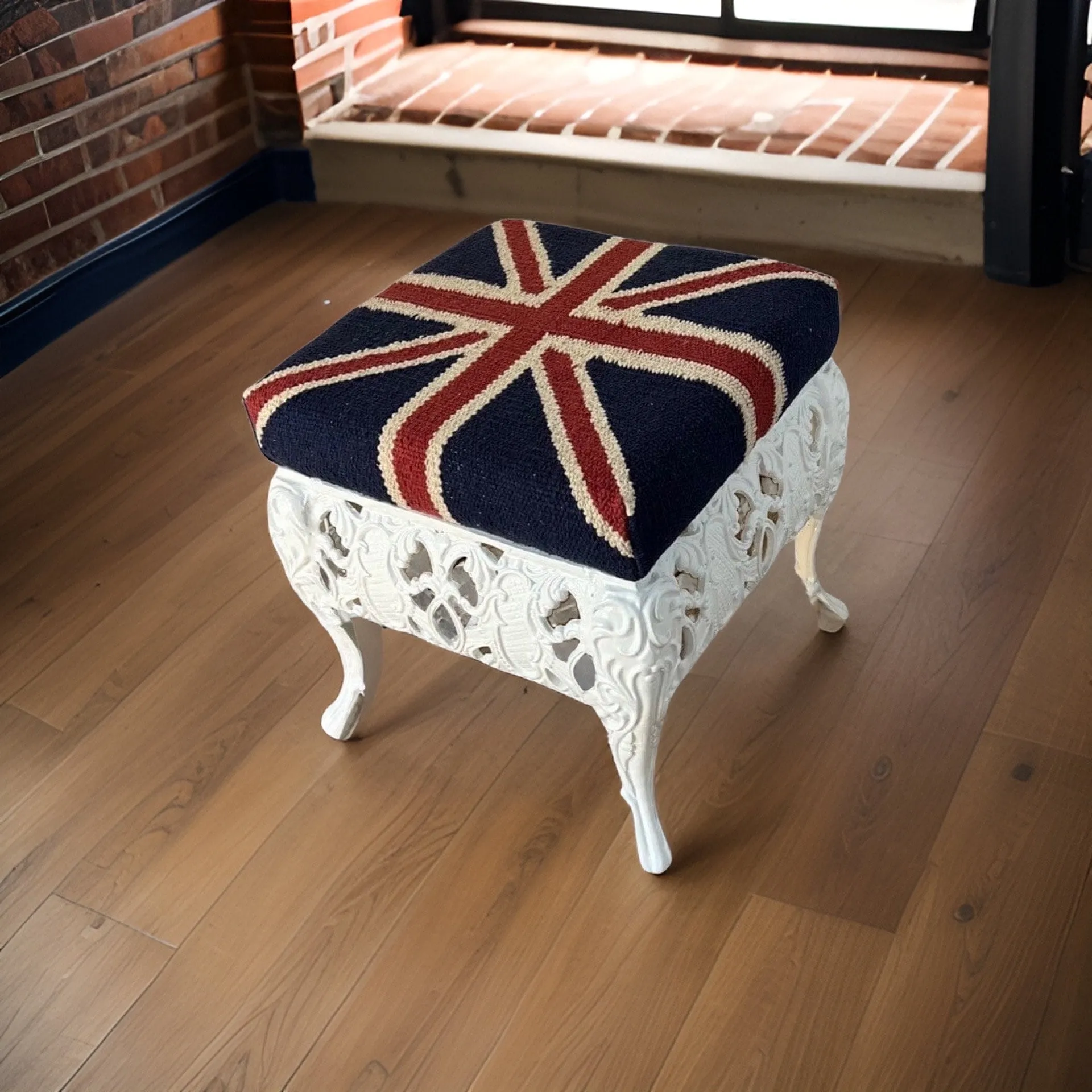 Great Britain Union Jack Bench | Pouf Solid Base Foot Stool