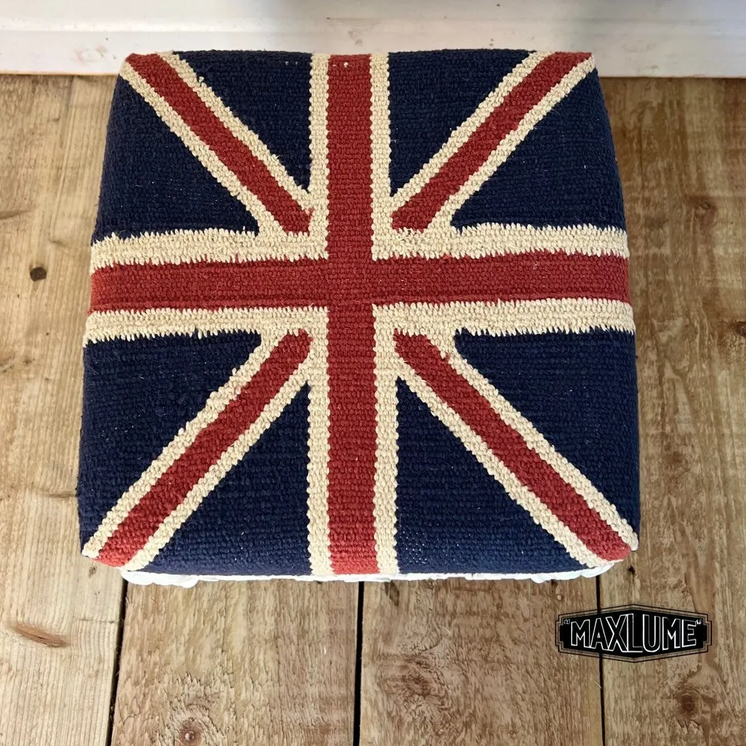 Great Britain Union Jack Bench | Pouf Solid Base Foot Stool