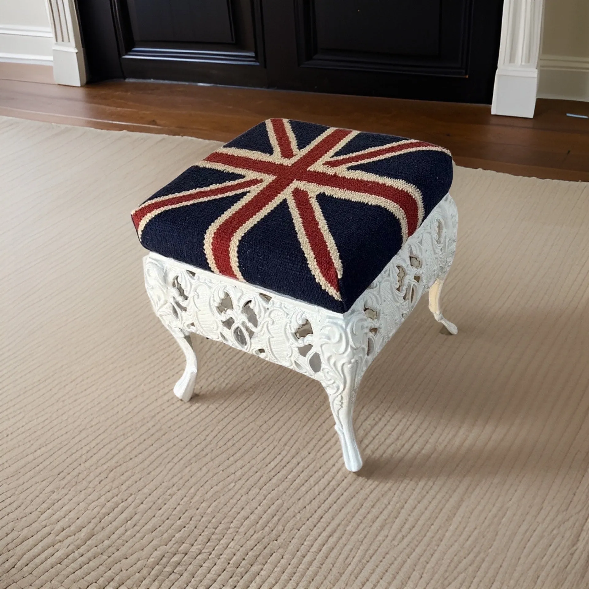Great Britain Union Jack Bench | Pouf Solid Base Foot Stool