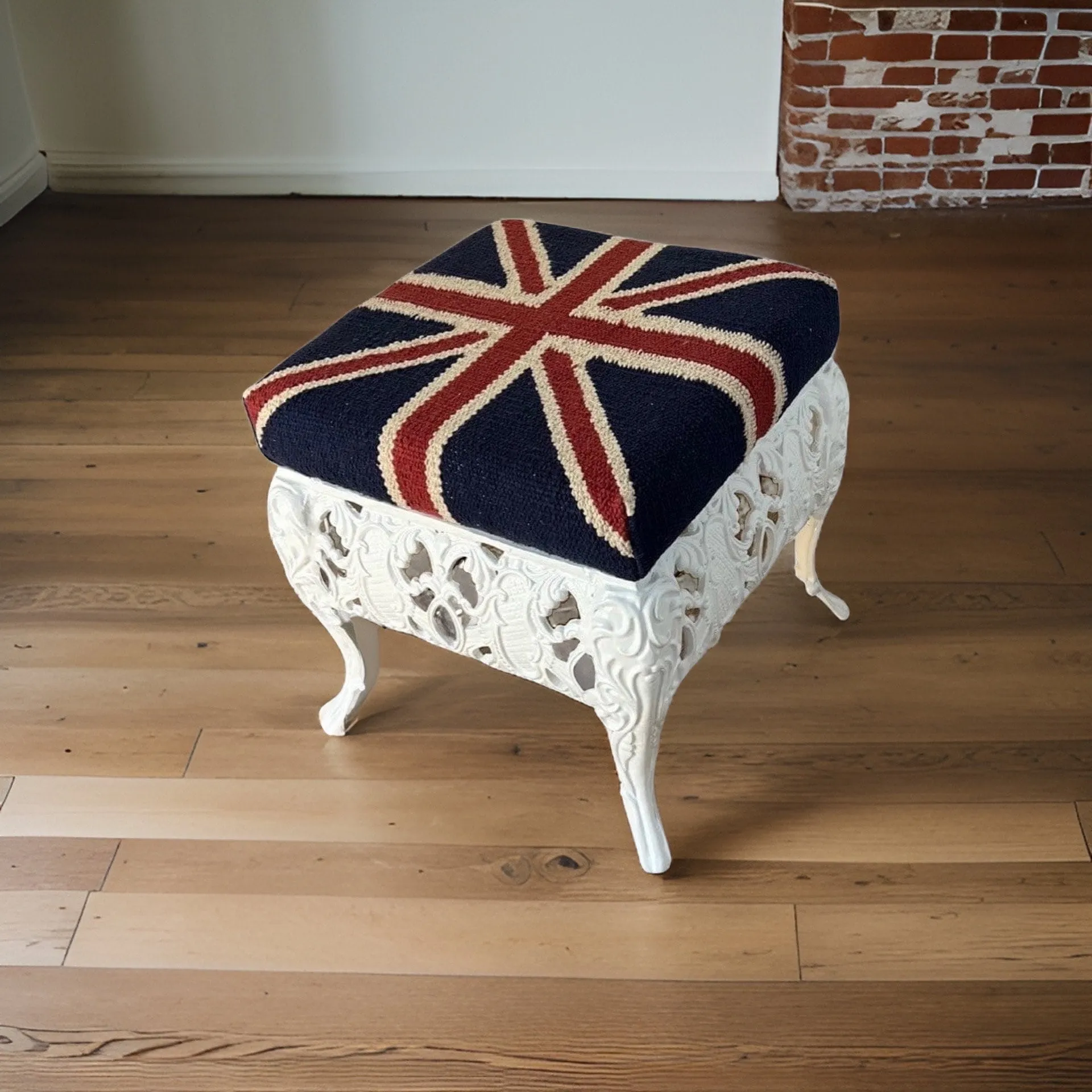 Great Britain Union Jack Bench | Pouf Solid Base Foot Stool