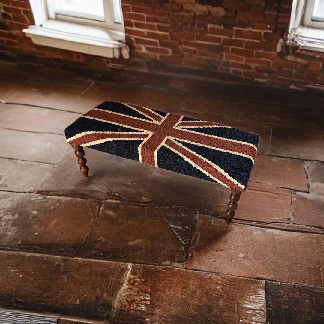 Great Britain Union Jack Ottoman Flag Bench Pouf Solid Base Stool