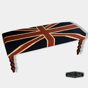 Great Britain Union Jack Ottoman Flag Bench Pouf Solid Base Stool