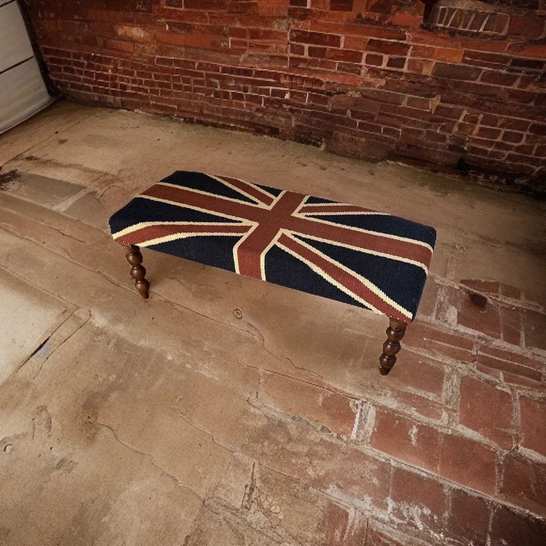 Great Britain Union Jack Ottoman Flag Bench Pouf Solid Base Stool
