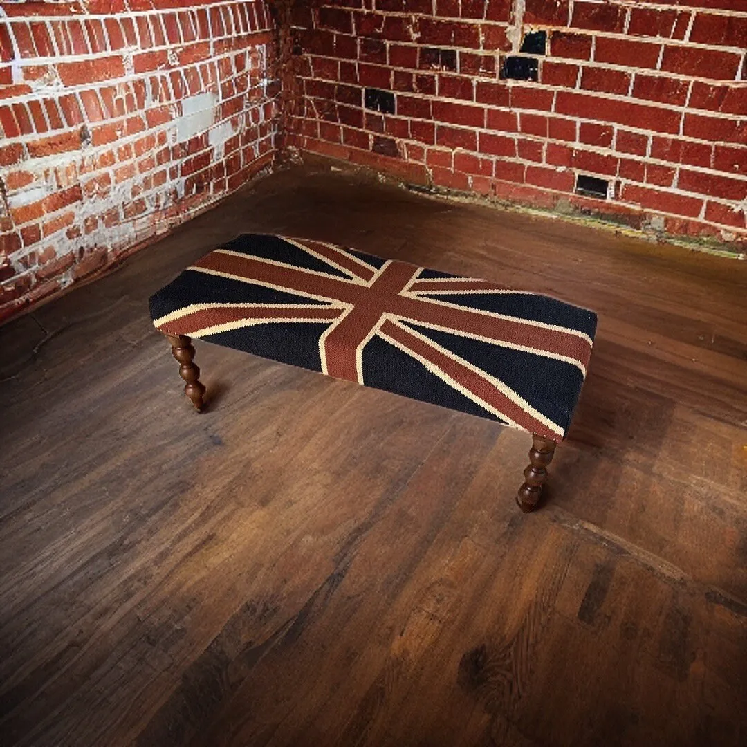 Great Britain Union Jack Ottoman Flag Bench Pouf Solid Base Stool