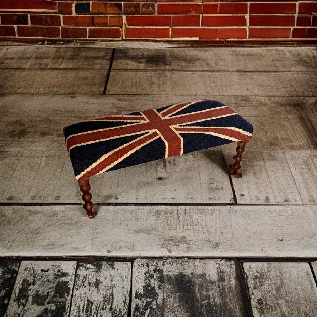 Great Britain Union Jack Ottoman Flag Bench Pouf Solid Base Stool