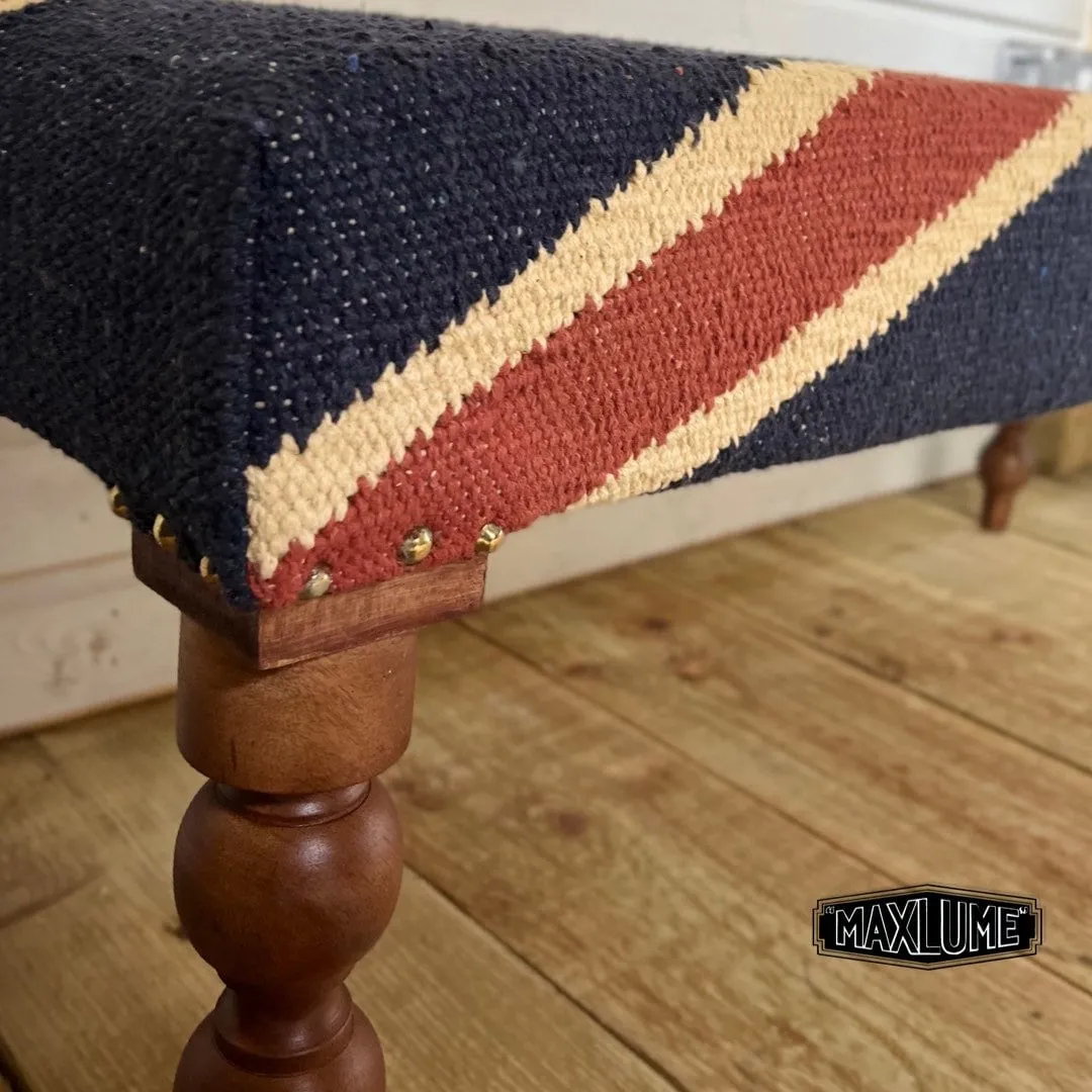 Great Britain Union Jack Ottoman Flag Bench Pouf Solid Base Stool