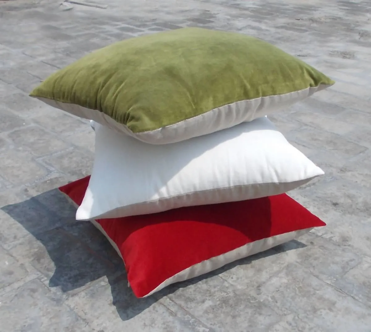 Green velvet pillow cover, cotton and linen, christmas pillow, reversible,standard size 16"X 16"