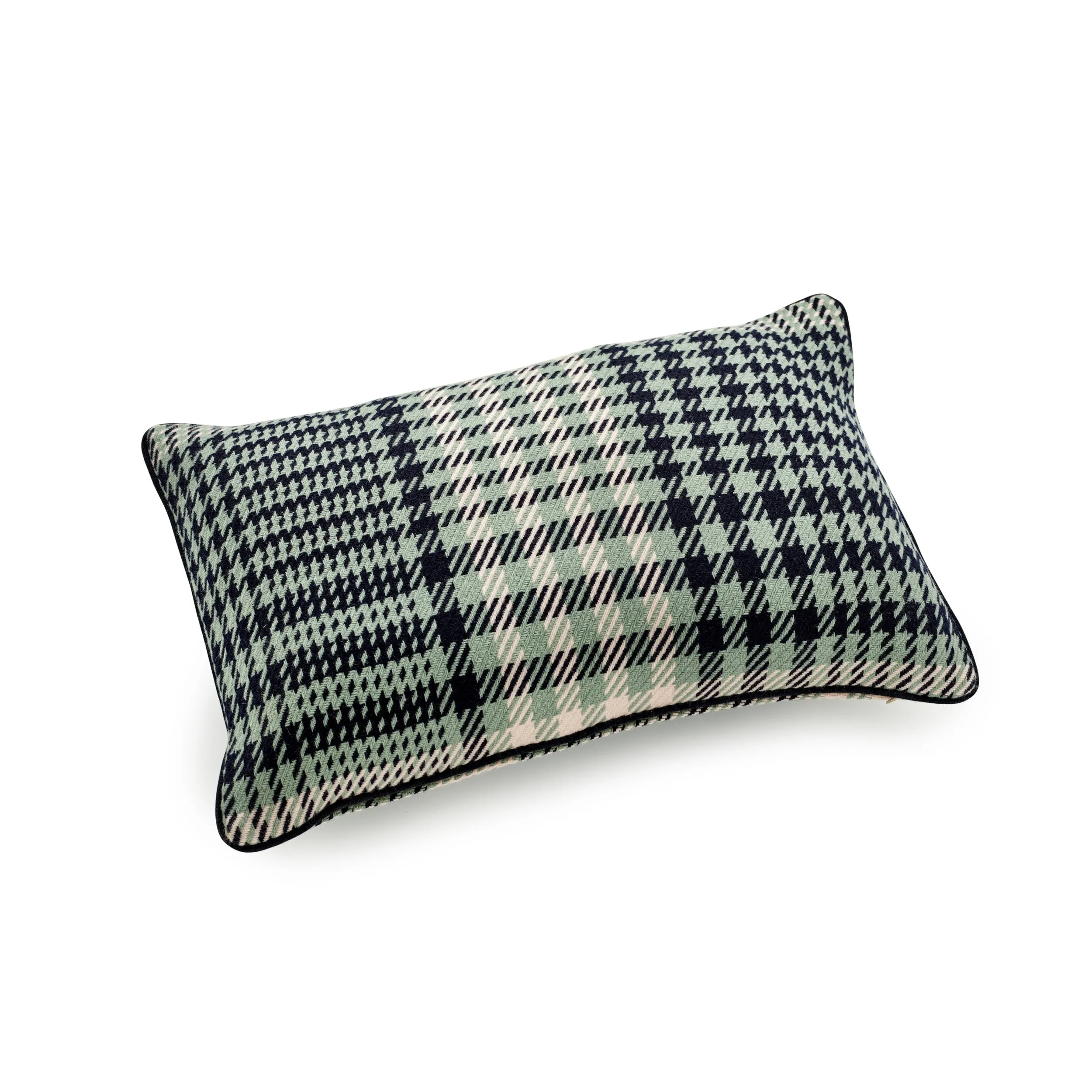 Haddeo Glen Check Oblong Cushion in Eau De Nil