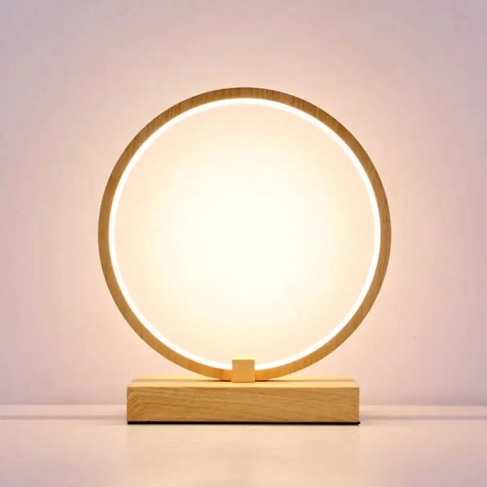 Halo Ring LED Nightstand Lamp – Stylish Table Light for Bedroom