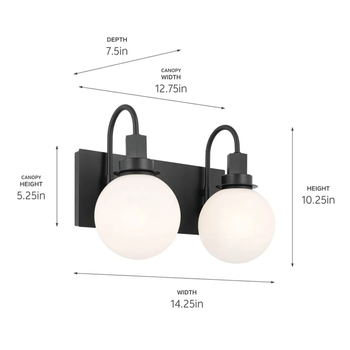 Hex 14 in. 2 Lights Vanity Light Black Finish