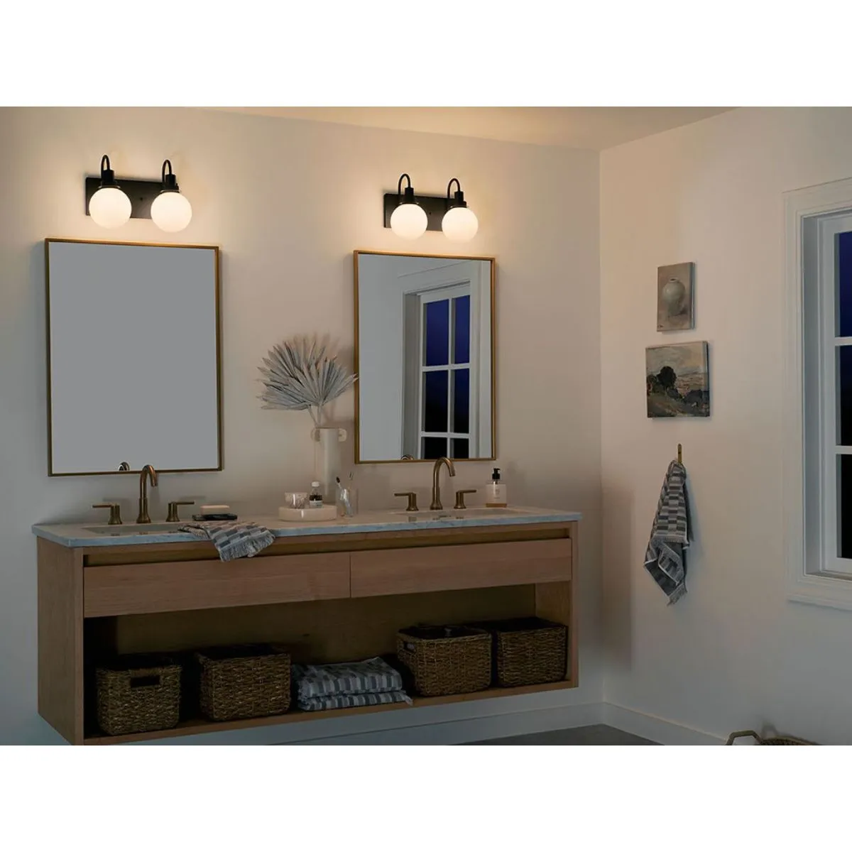 Hex 14 in. 2 Lights Vanity Light Black Finish
