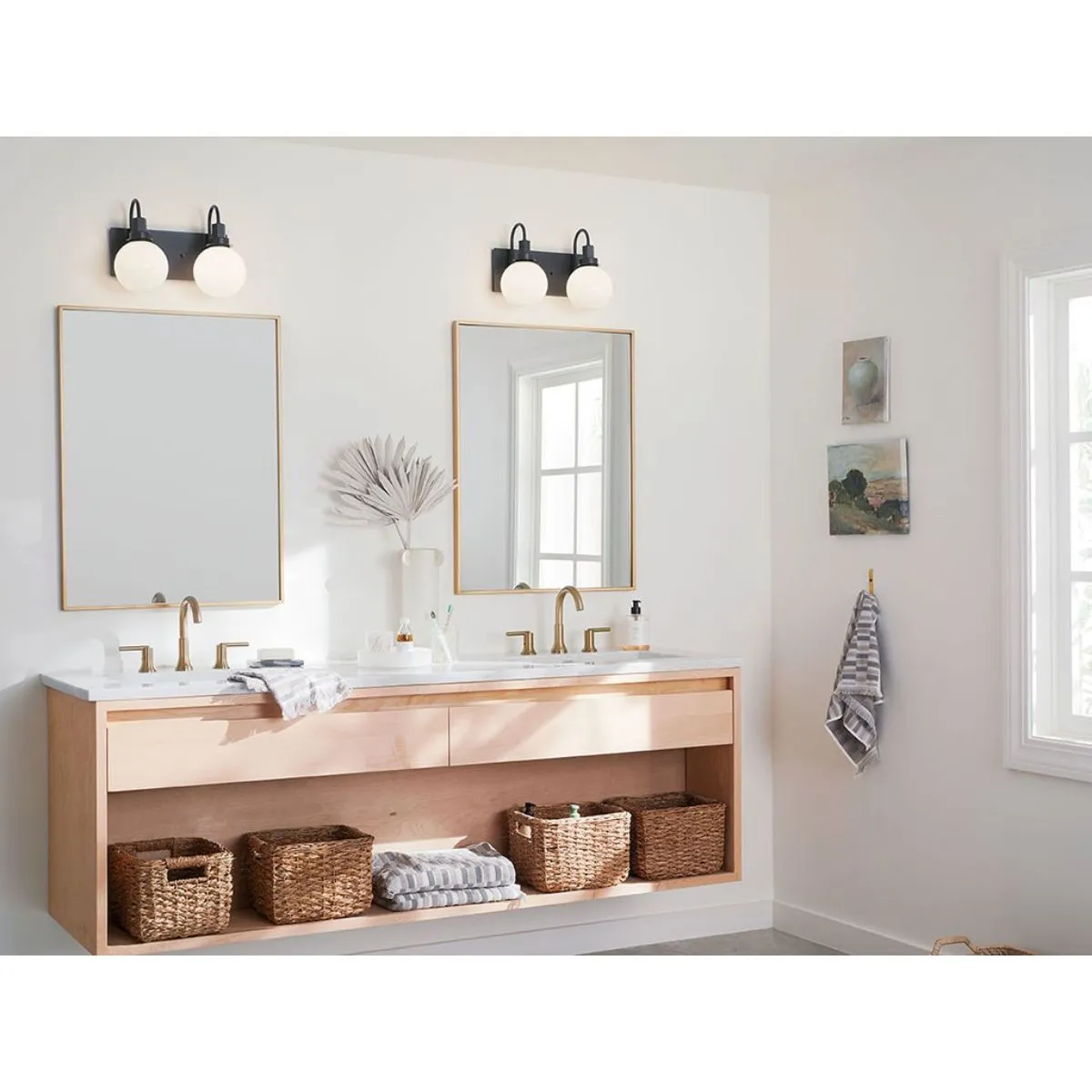 Hex 14 in. 2 Lights Vanity Light Black Finish