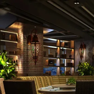 Hollow Arab Metal Wall Lamp Shade - Black Single Head Sconce Light Fixture for Restaurants