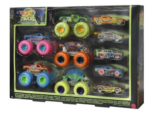 Hot Wheels Monster Trucks Glow In The Dark Multipack of 10 Collectible for Gift for Kids Ages 4 