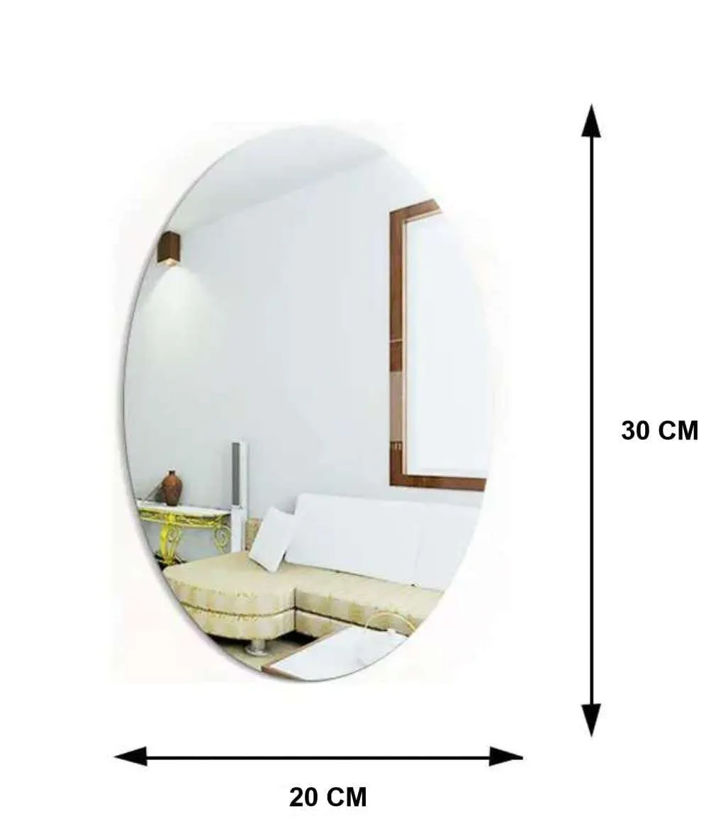 IRQA Oval Shape Adhesive Mirror Sticker for Wall on Tiles Bathroom Bedroom Living Room Basin Mirror Bathroom Wall Mirror Stickers Unbreakable Plastic Vanity Mirror, Makeup Mirror (Style_65
