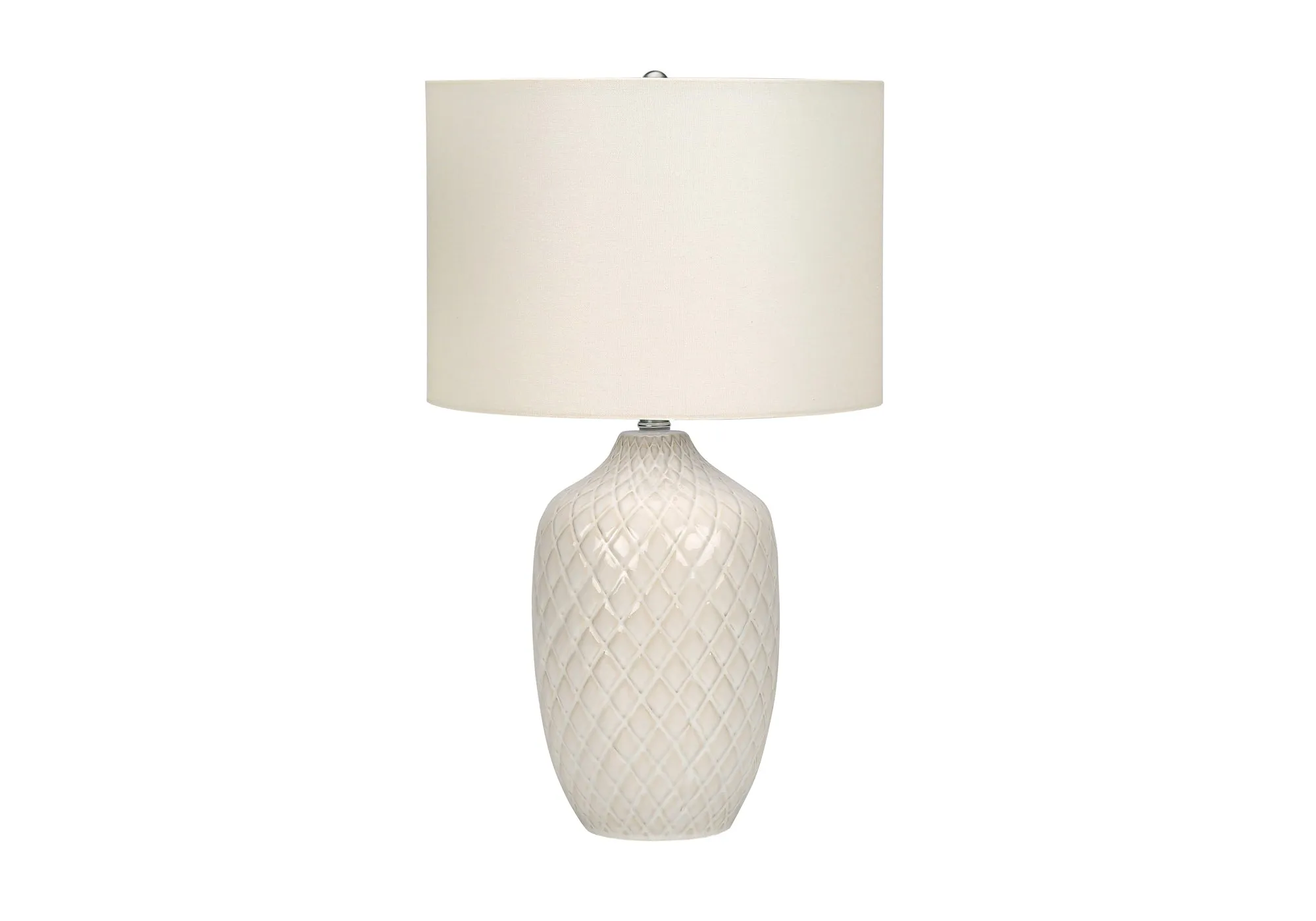 Ivory Glow: 25"H Cream Ceramic Table Lamp with Transitional Ivory/Cream Shade - Illuminate in Style!
