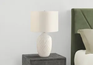 Ivory Glow: 25"H Cream Ceramic Table Lamp with Transitional Ivory/Cream Shade - Illuminate in Style!