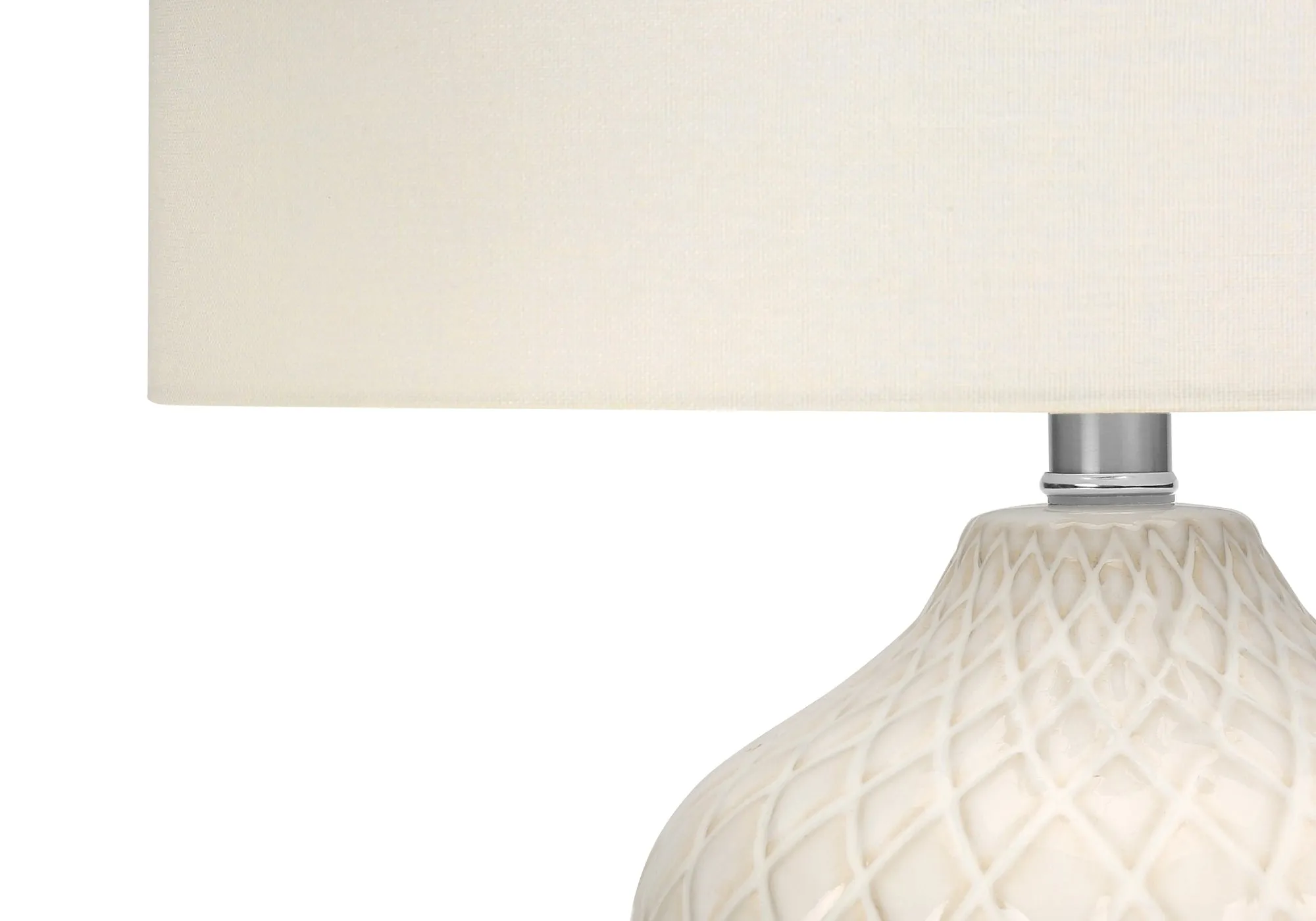 Ivory Glow: 25"H Cream Ceramic Table Lamp with Transitional Ivory/Cream Shade - Illuminate in Style!