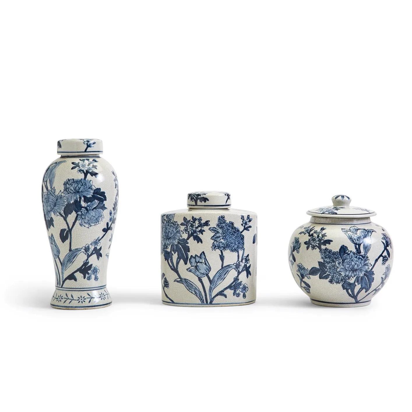 Japanese Blossom Blue Ginger Vases
