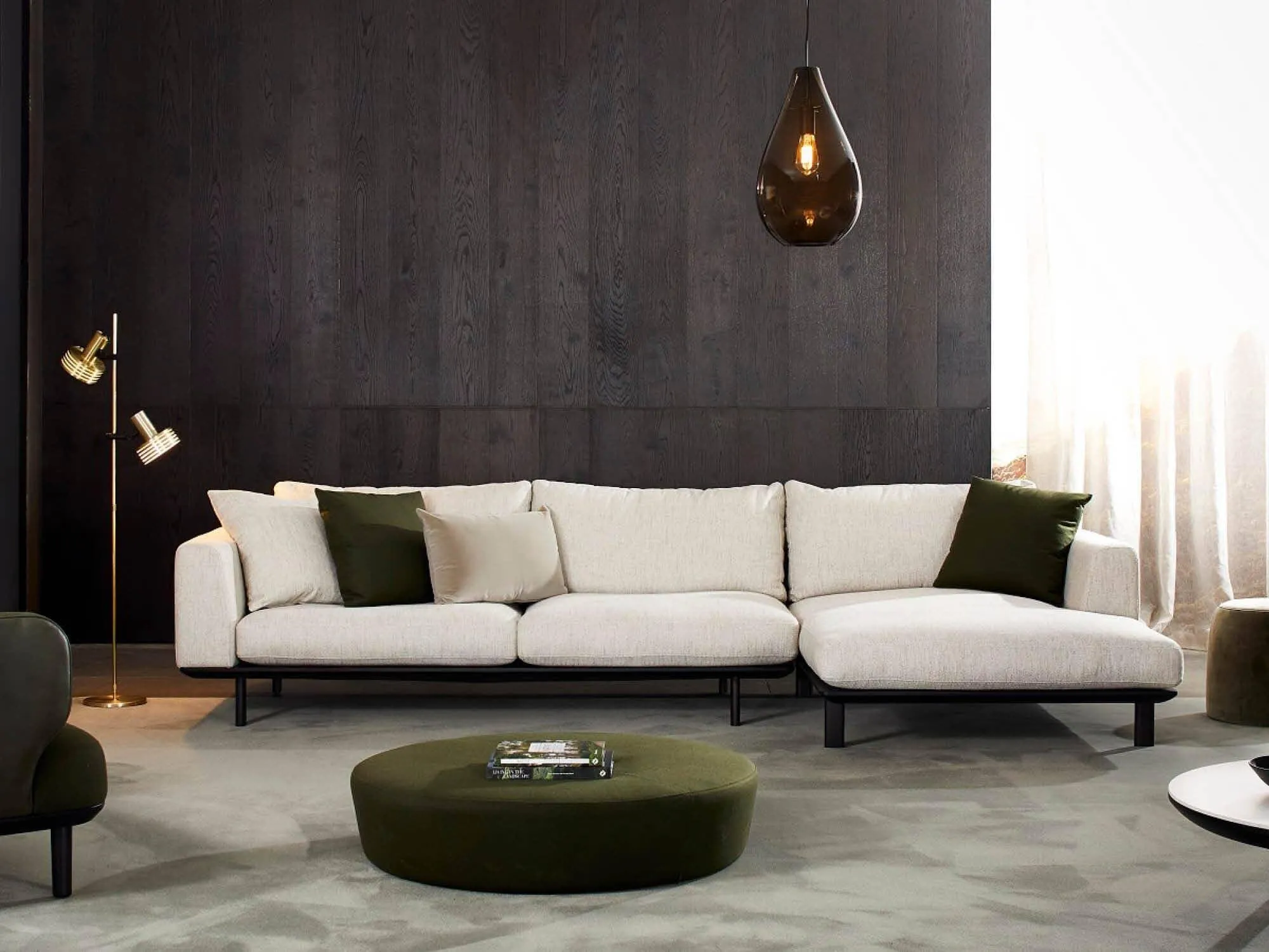 Johanna Large Ottoman Reverse Under Coffee Table in Olive Leather