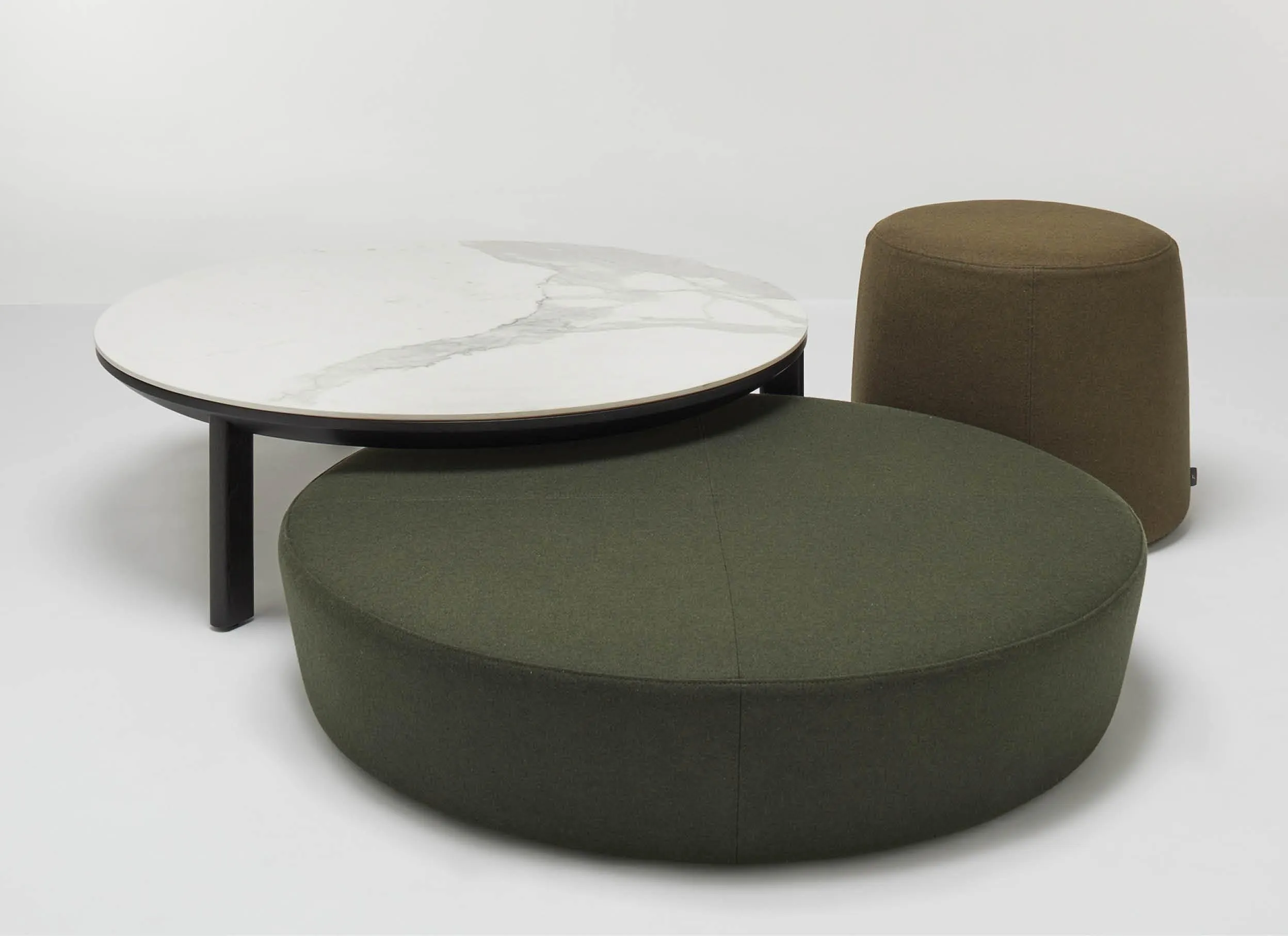 Johanna Large Ottoman Reverse Under Coffee Table in Olive Leather
