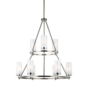 Jonah 30 in. 9 Lights 2-Tier Chandelier Chrome finish