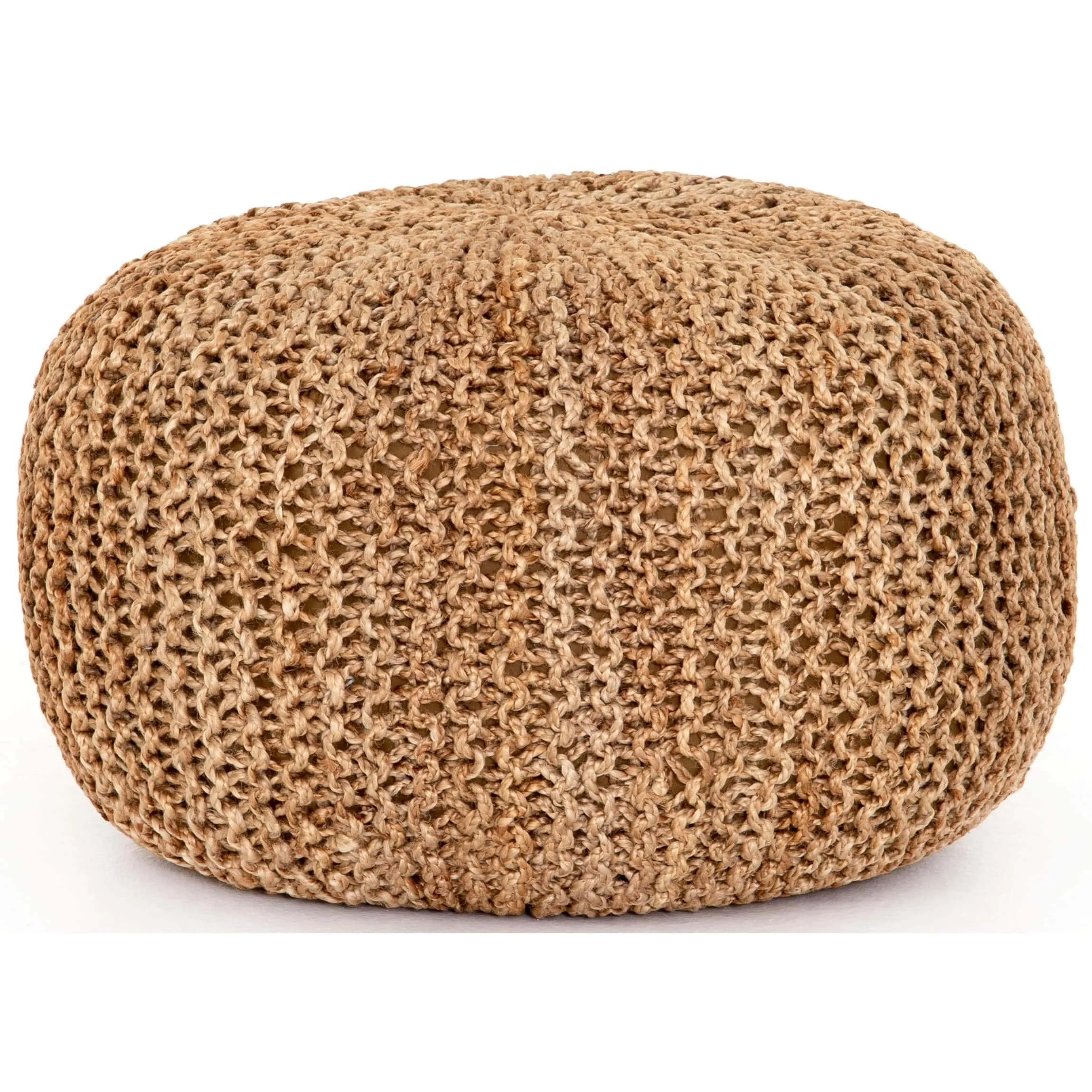 Jute Knit Pouf, Tan