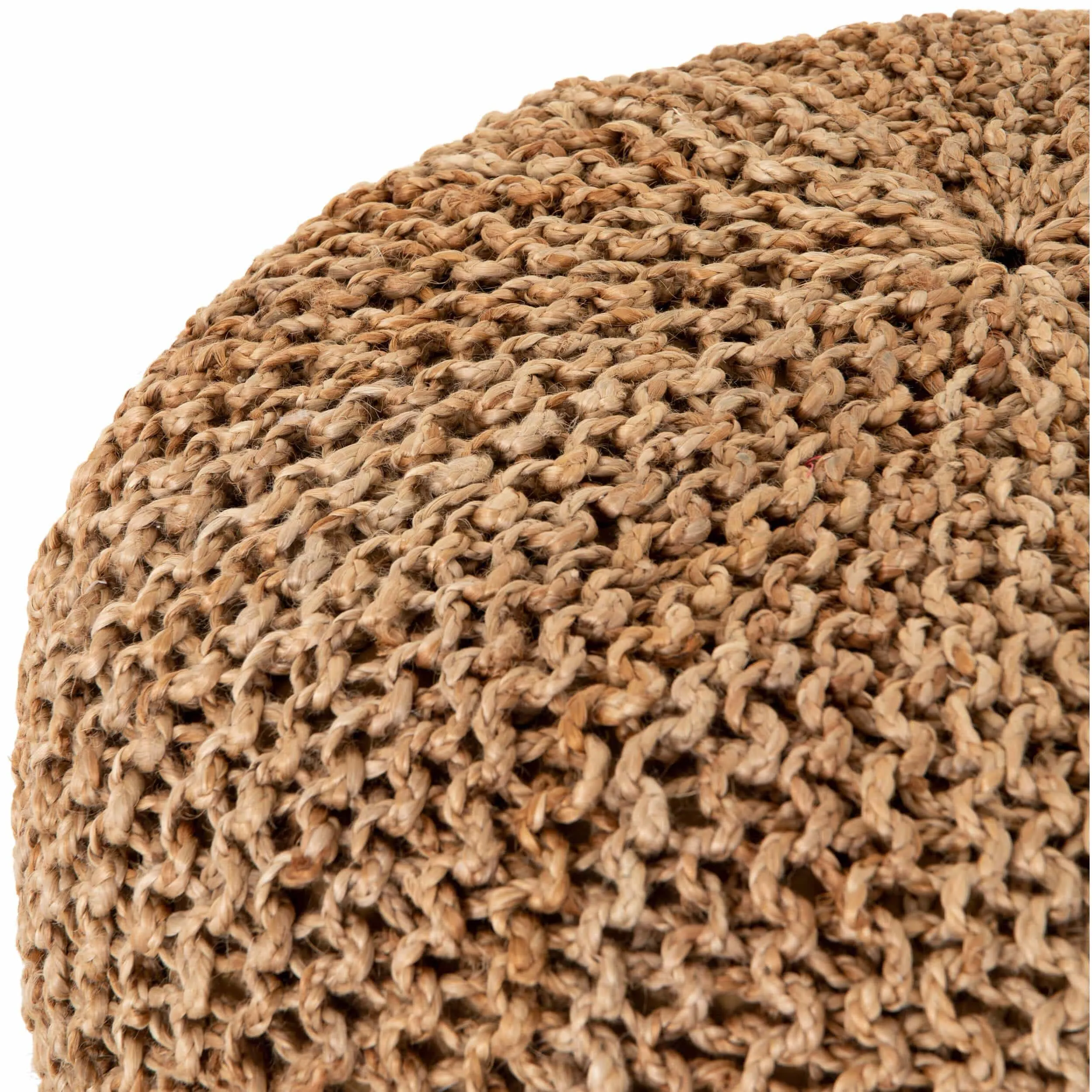 Jute Knit Pouf, Tan