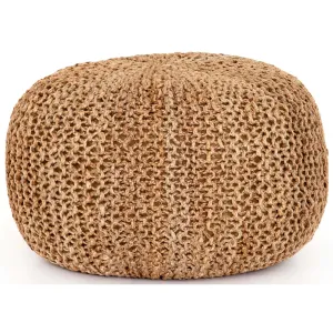 Jute Knit Pouf, Tan