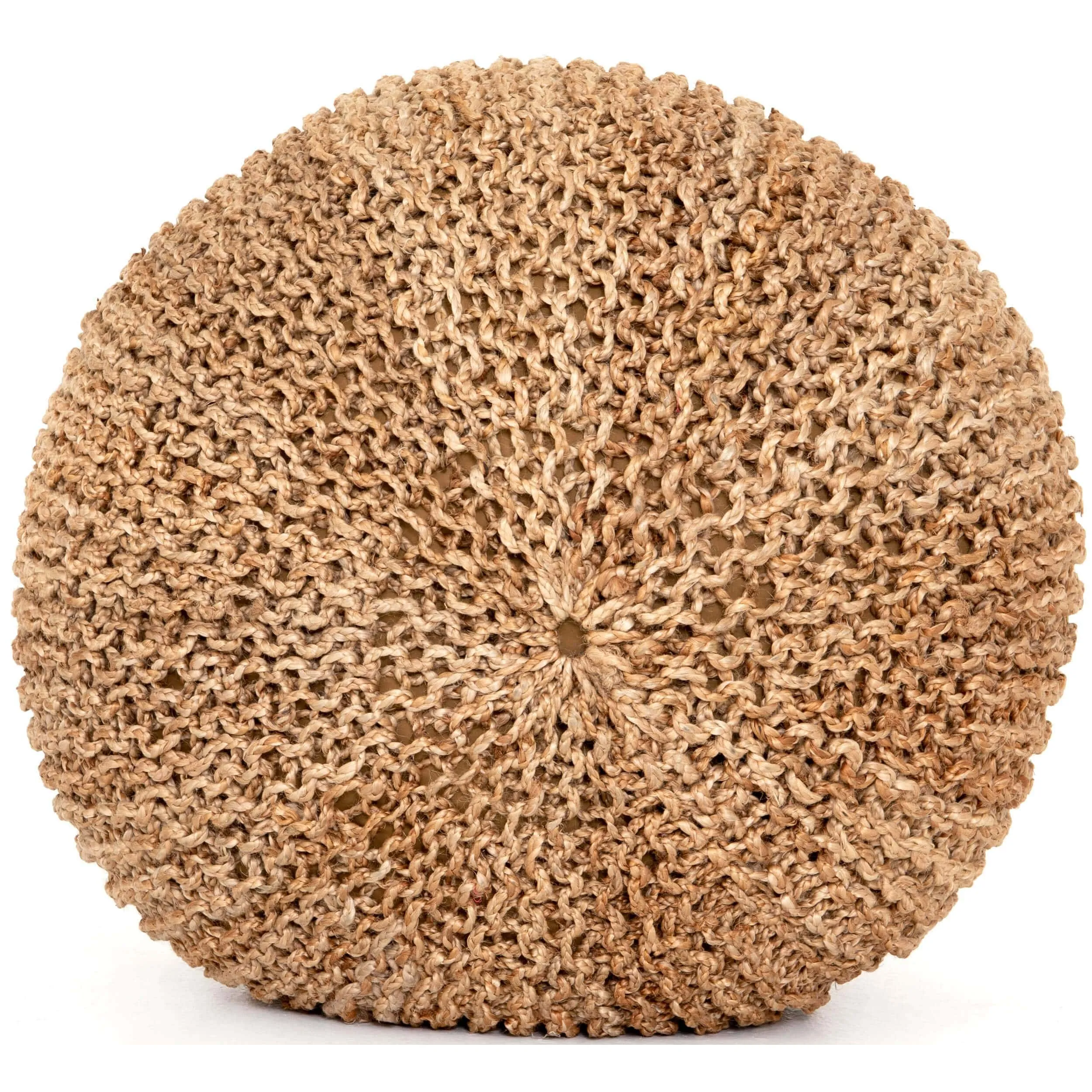 Jute Knit Pouf, Tan
